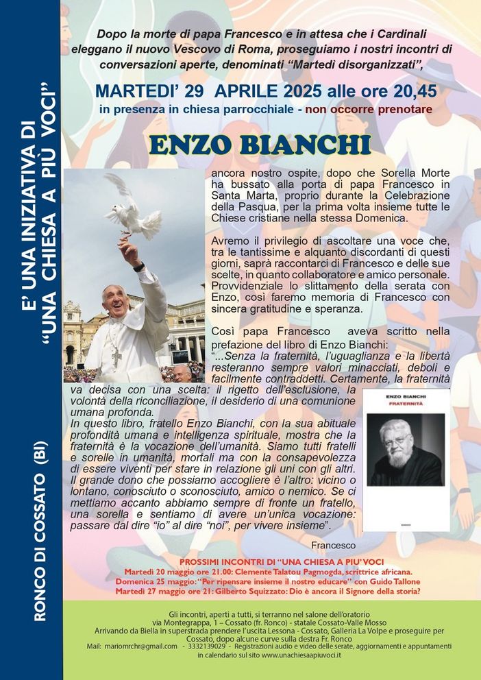 Enzo Bianchi, ospite di "Una chiesa a più voci"