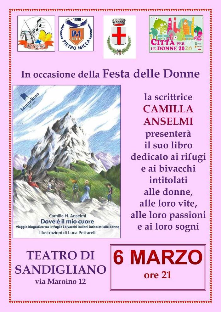 A Sandigliano la scrittrice Camilla Anselmi presenta il libro “Dove è il mio cuore”