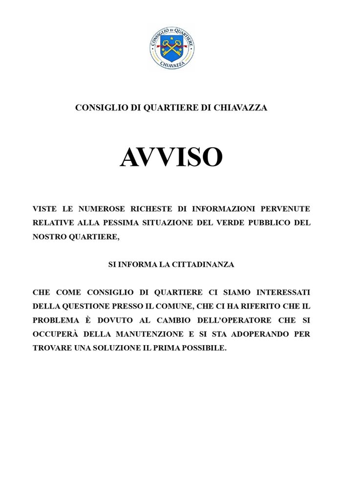 Verde pubblico a Chiavazza, il Consiglio di Quartiere: “Situazione al centro della nostra attenzione” Verde pubblico a Chiavazza, il Consiglio di Quartiere: “Situazione al centro della nostra attenzione”