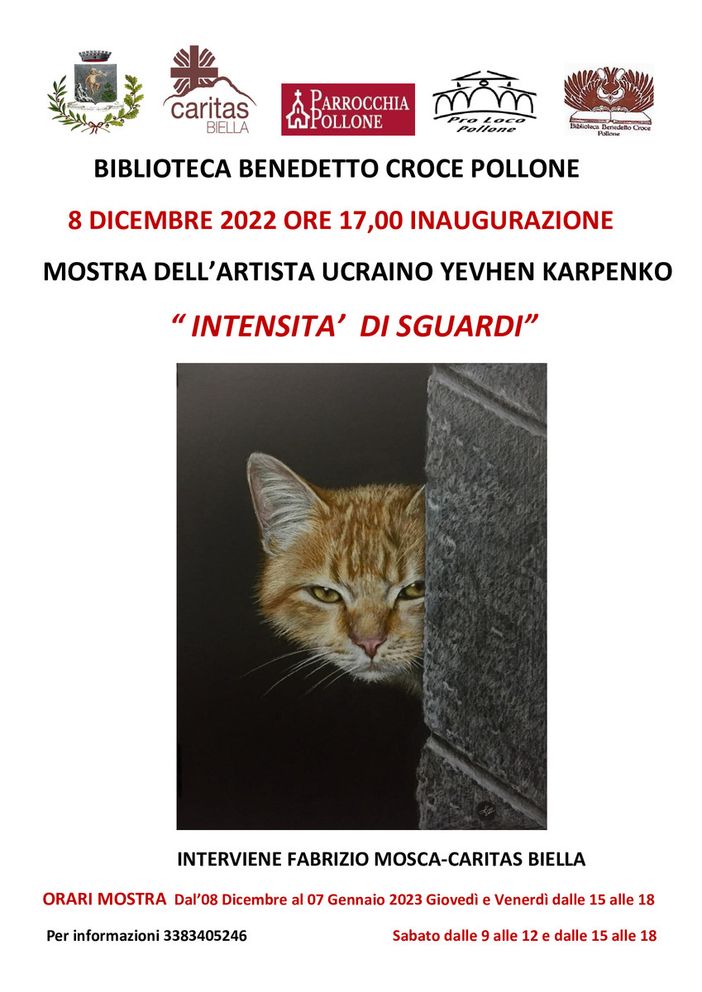 I quadri dell’artista ucraino Yevhen Karpenko nella biblioteca di Pollone