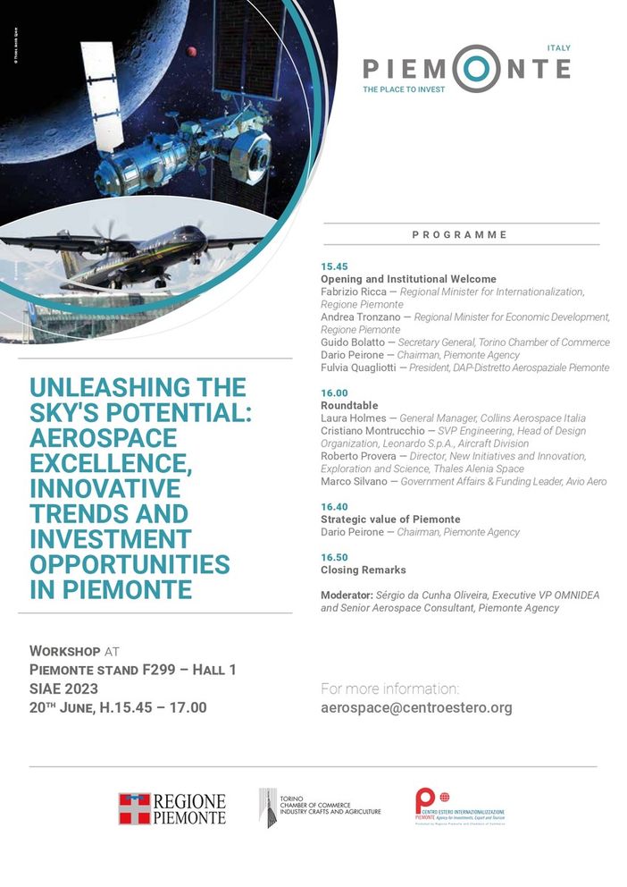 Le tecnologie aerospaziali piemontesi al Paris Air Show 2023 Le tecnologie aerospaziali piemontesi al Paris Air Show 2023