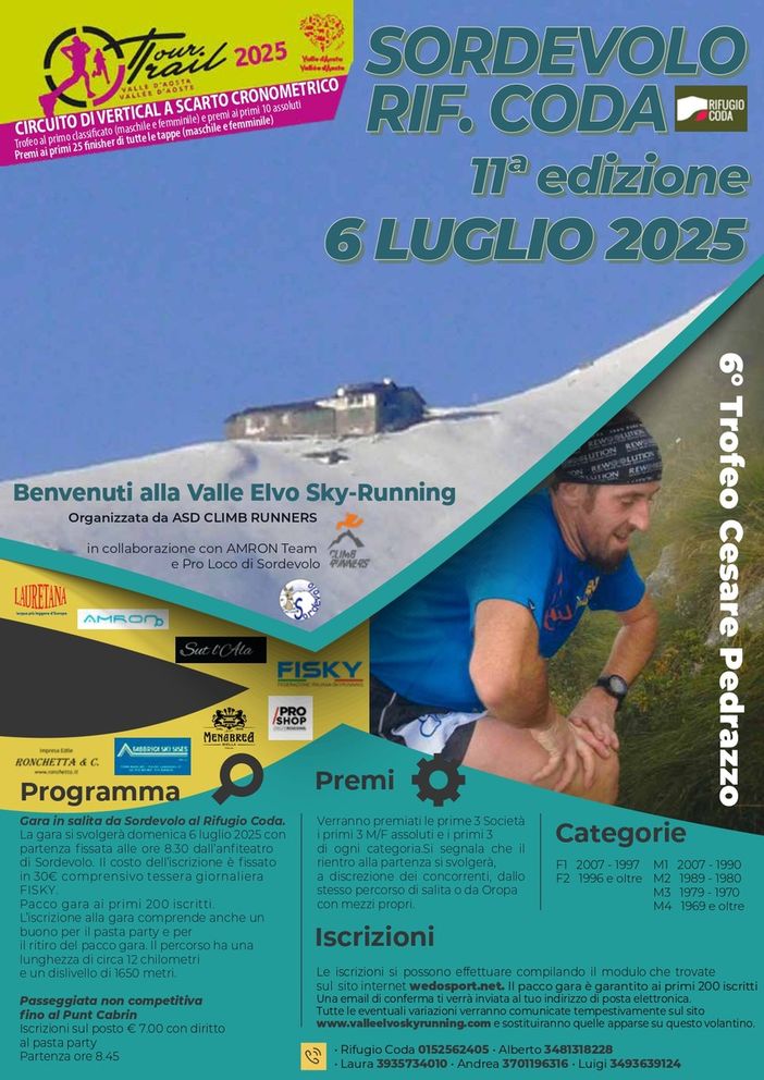 6° Trofeo Cesare Pedrazzo: ritorna la Sordevolo - Rifugio Coda