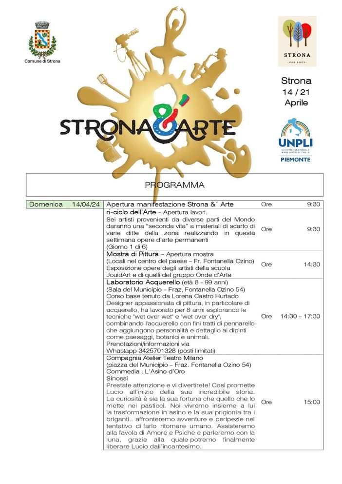 Strona &amp; Arte: 8 giorni di mostre, laboratori e spettacoli.