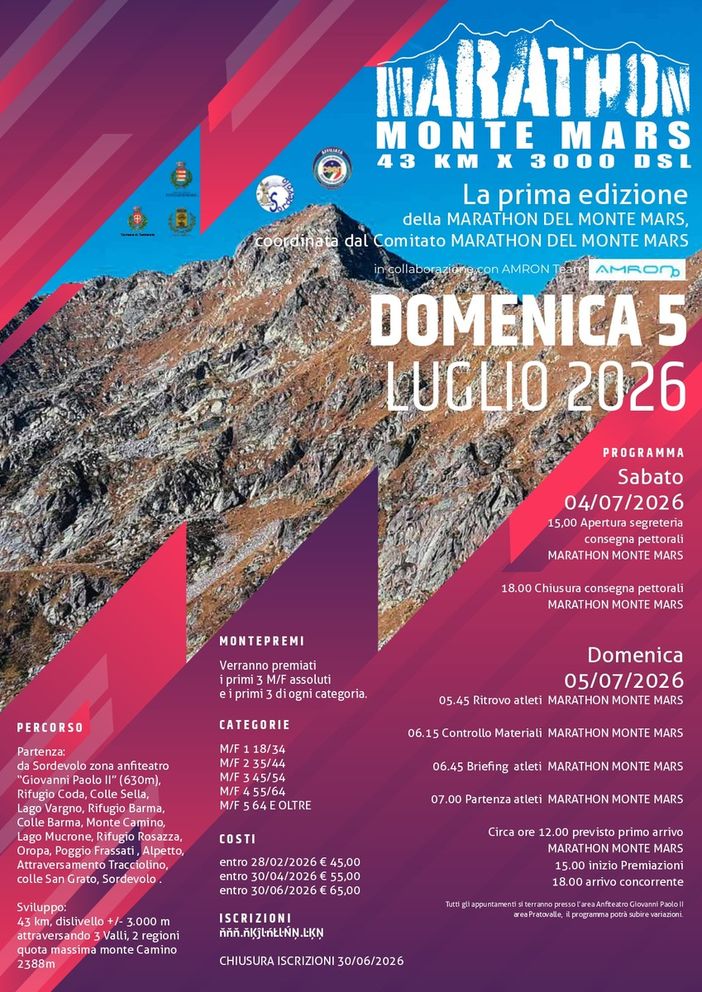 Marathon Monte Mars 2026: l'evento entra nel vivo a pochi giorni dal via