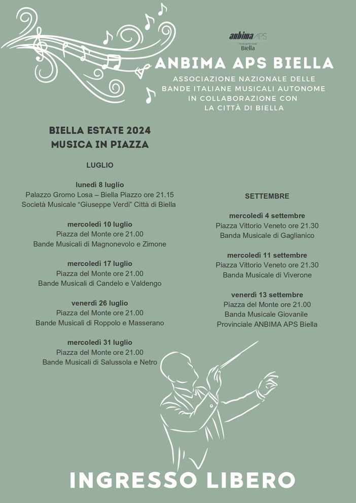 Biella Estate 2024: tutti gli appuntamenti di “Musica in Piazza”. Biella Estate 2024: tutti gli appuntamenti di “Musica in Piazza”.