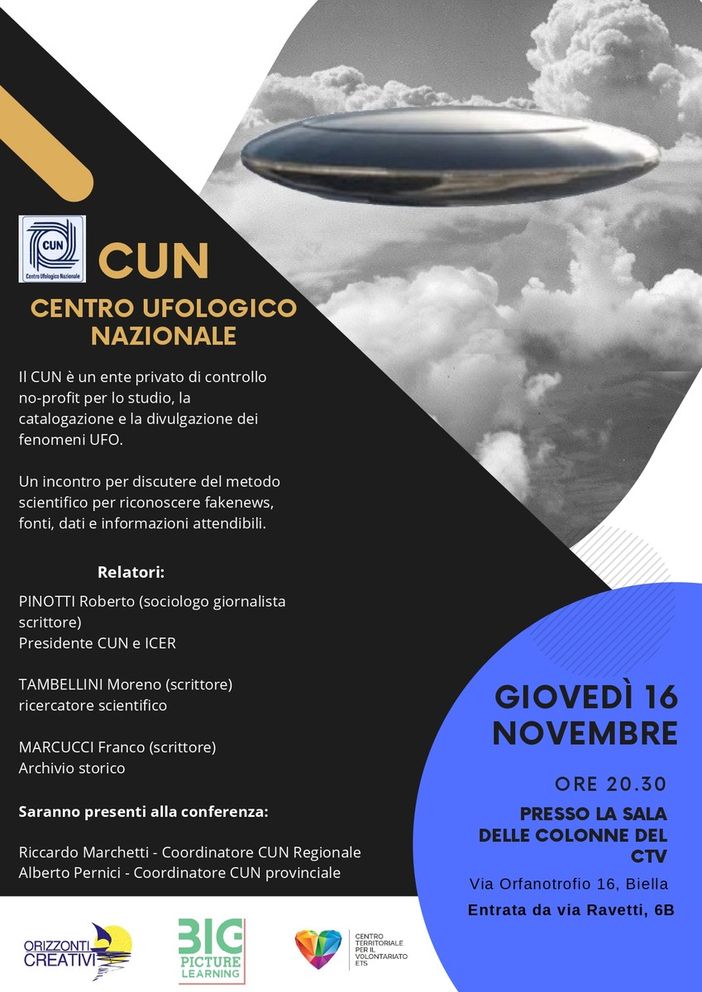 Centro Ufologico Nazionale, fra scienza e fake news: l’incontro biellese.