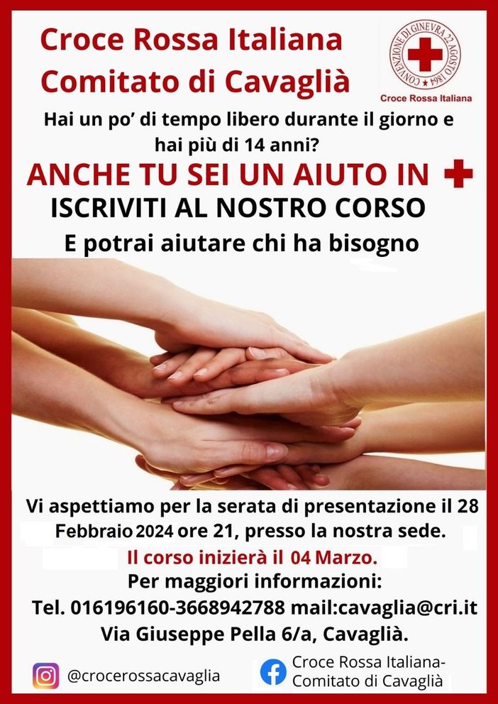 CRI comitato di Cavaglià, a marzo un corso per volontari CRI comitato di Cavaglià, a marzo un corso per volontari