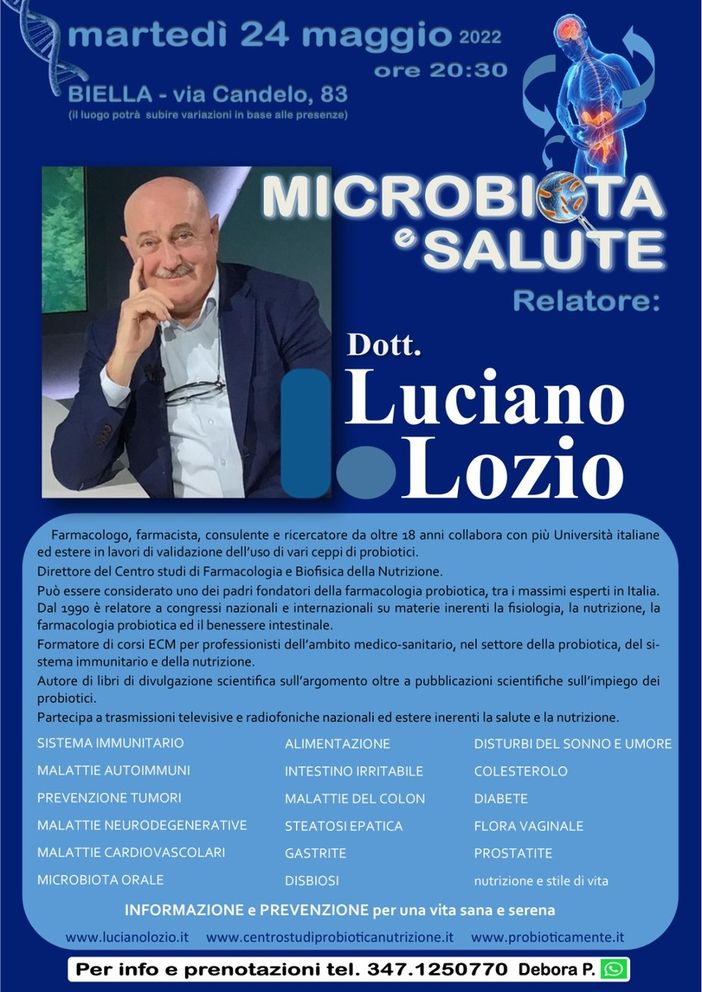 Luciano Lozio a Biella con "L'informazione e la prevenzione possono rendere una vita sana e serena"