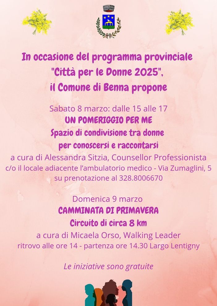 La festa della donna a Benna tra momenti di riflessioni e camminate La festa della donna a Benna tra momenti di riflessioni e camminate