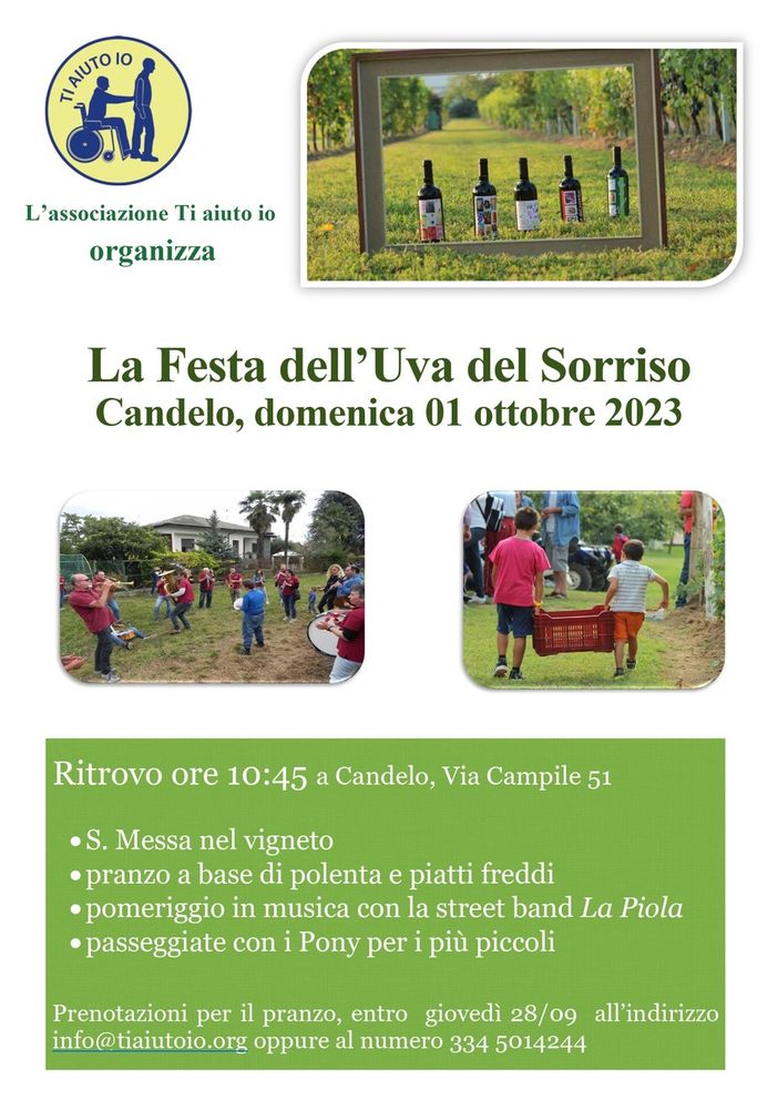 Candelo, Festa dell’Uva e del Sorriso: domenica 1° ottobre.