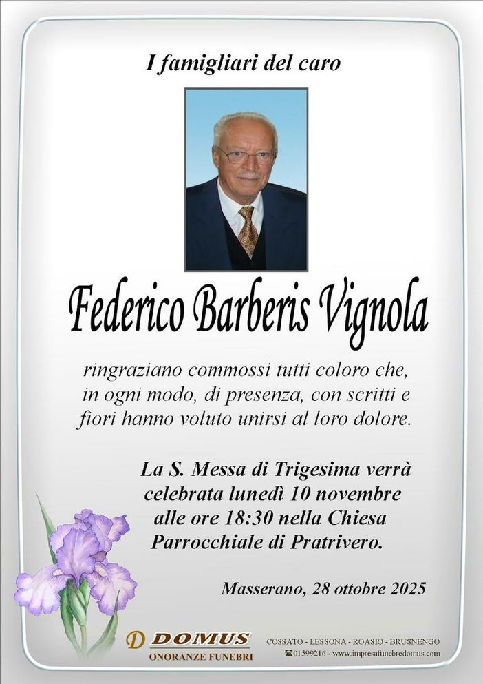 Federico Barberis Vignola - Ringraziamenti