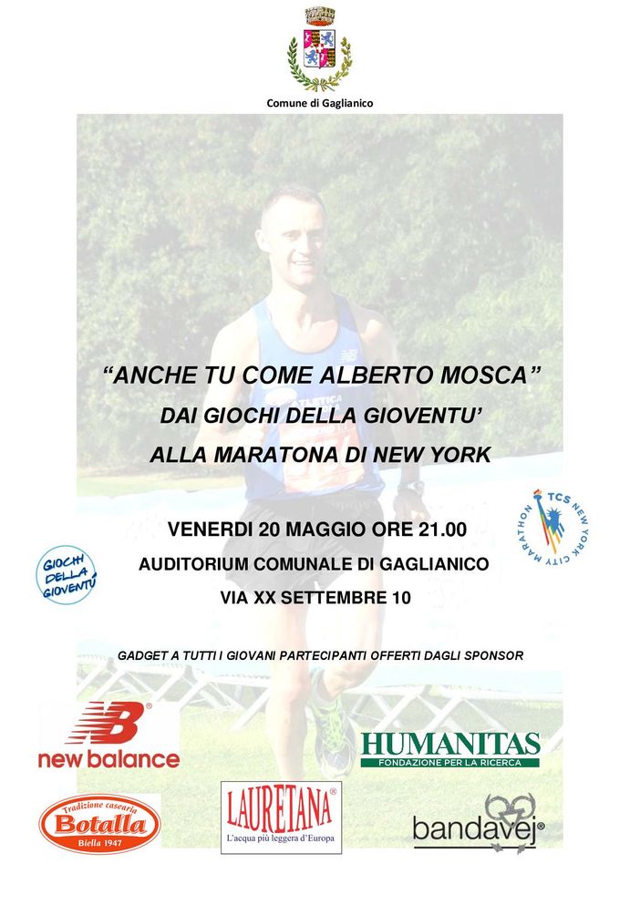 Gaglianico: Una serata sportiva con Alberto Mosca Gaglianico: Una serata sportiva con Alberto Mosca