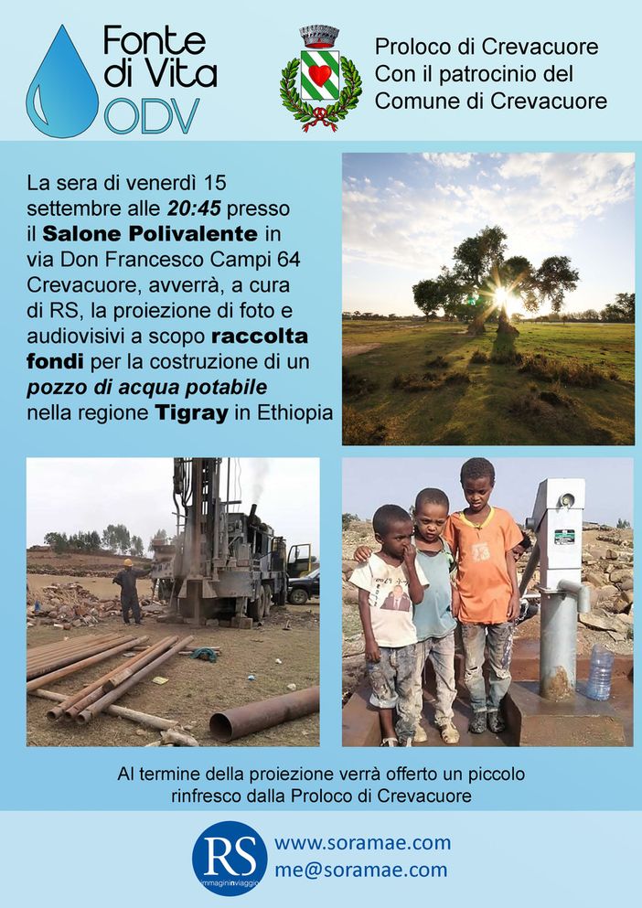 Acqua potabile in Etiopia, gli eventi benefici di Fonte di Vita ODV
