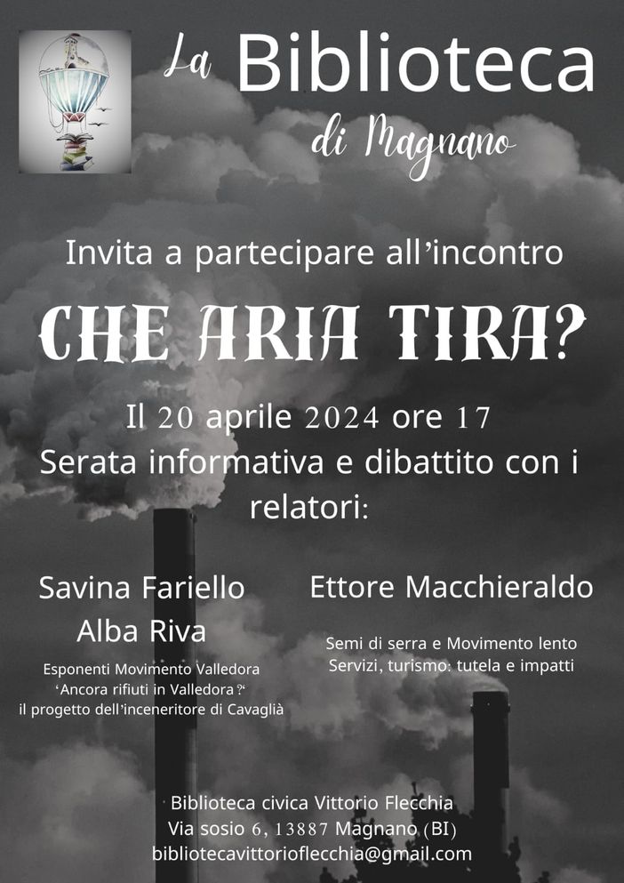 “Che aria tira?” a Magnano - Foto pagina FB Comune di Magnano