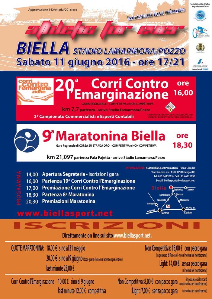 Sabato 11 giugno tutti di corsa sulle strade di Biella Sabato 11 giugno tutti di corsa sulle strade di Biella