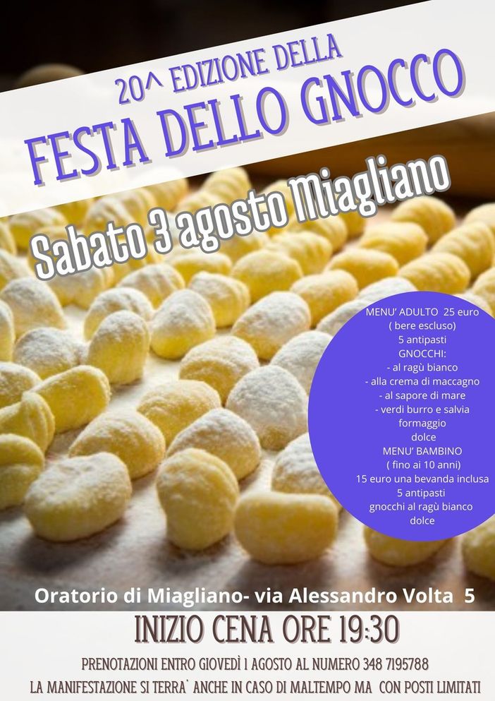 A Miagliano la 20° Festa del Gnocco - Foto Oratorio di Miagliano