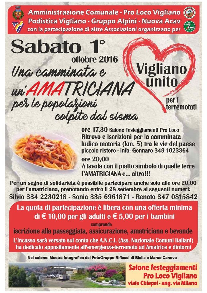 Vigliano unito risponde all'emergenza terremoto Vigliano unito risponde all'emergenza terremoto