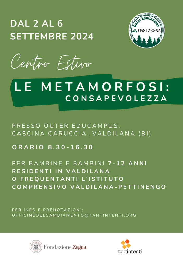 Campus estivo a Casa Zegna "Le Metamorfosi: consapevolezza".