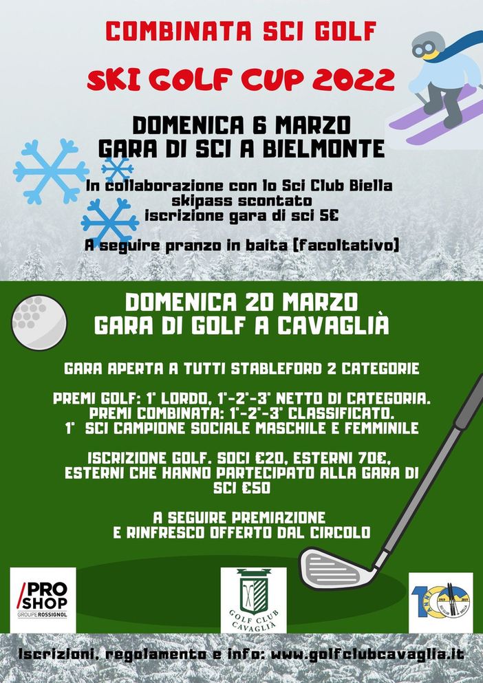 Fine settimana, combinata Sci - Golf tra Cavaglià e Bielmonte