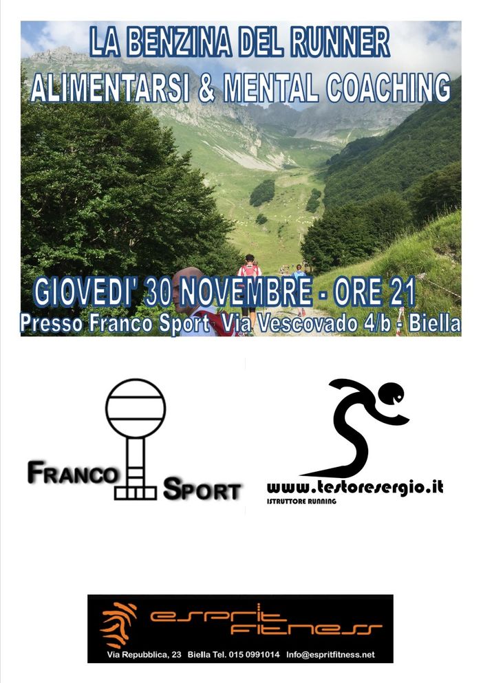 Biella: Alimentazione e strategie mentali, serata informativa da Franco Sport