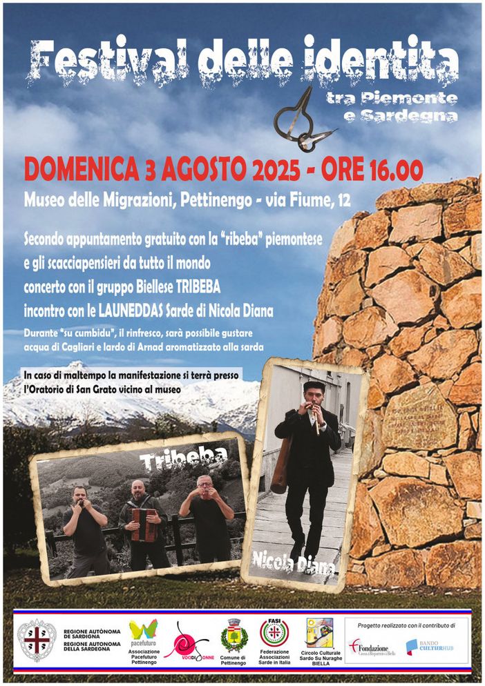 Piemonte e Sardegna si incontrano in musica: il Festival delle Identità approda a Pettinengo Piemonte e Sardegna si incontrano in musica: il Festival delle Identità approda a Pettinengo