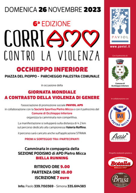 A Occhieppo Inferiore si corre contro la violenza A Occhieppo Inferiore si corre contro la violenza
