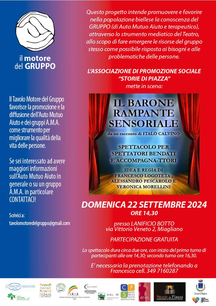 “Il barone rampante sensoriale” per promuovere l’Auto Mutuo Aiuto “Il barone rampante sensoriale” per promuovere l’Auto Mutuo Aiuto