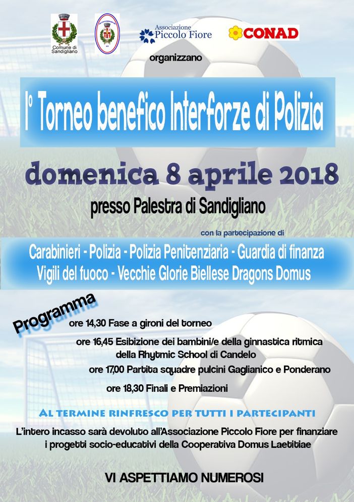 Sandigliano: Tutto pronto per il primo Torneo benefico Interforze di Polizia