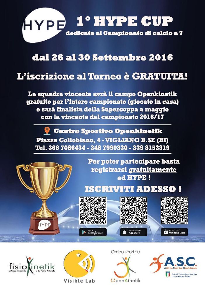 Vigliano: Da Openkinetik parte la 1° Hype Cup Vigliano: Da Openkinetik parte la 1° Hype Cup