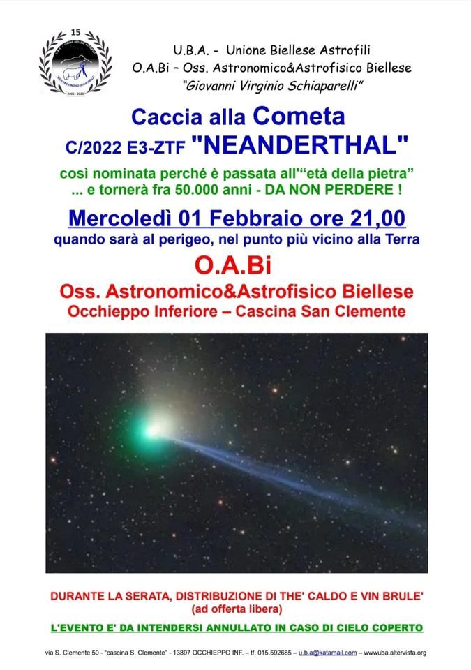 Caccia alla “Cometa Verde” con Unione Biellese Astrofili - Foto U.B.A. Caccia alla “Cometa Verde” con Unione Biellese Astrofili - Foto U.B.A.