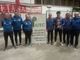  Nella foto le due terne finaliste della Coppa Iltec con il presidente della Valle Elvo, Ettore Levis