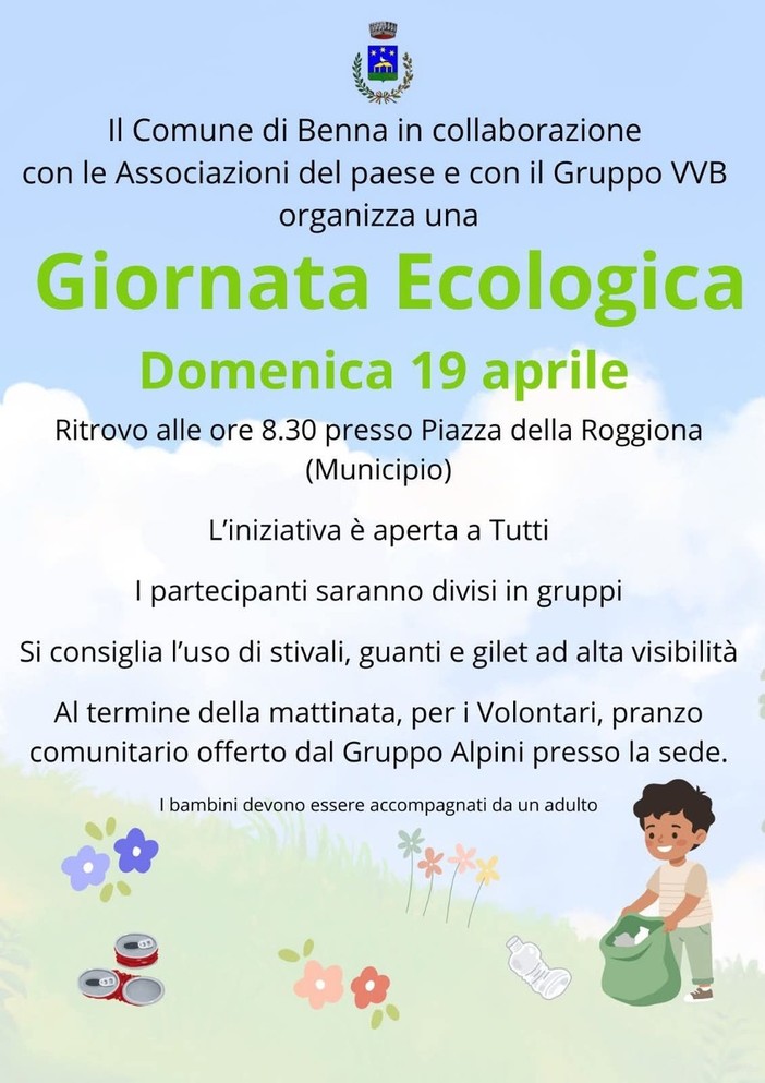 A Benna una Giornata Ecologica: cittadini uniti per l’ambiente A Benna una Giornata Ecologica: cittadini uniti per l’ambiente