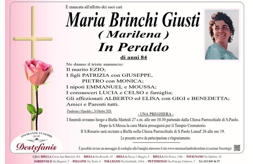 Maria Bianchi Giusti (Marilena) in Peraldo Maria Bianchi Giusti (Marilena) in Peraldo