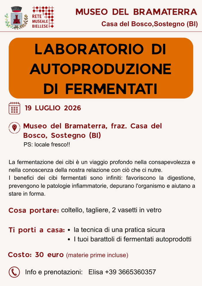 Un nuovo laboratorio al museo del Bramaterra: una domenica dedicata ai fermentati Un nuovo laboratorio al museo del Bramaterra: una domenica dedicata ai fermentati