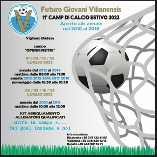 A Vigliano Biellese l’11° Camp di Calcio Estivo 2023 A Vigliano Biellese l’11° Camp di Calcio Estivo 2023