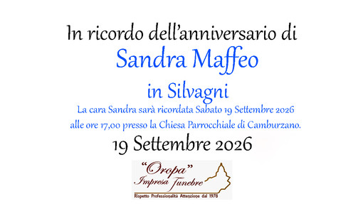 Sandra Maffeo in Silvagni, anniversario Sandra Maffeo in Silvagni, anniversario