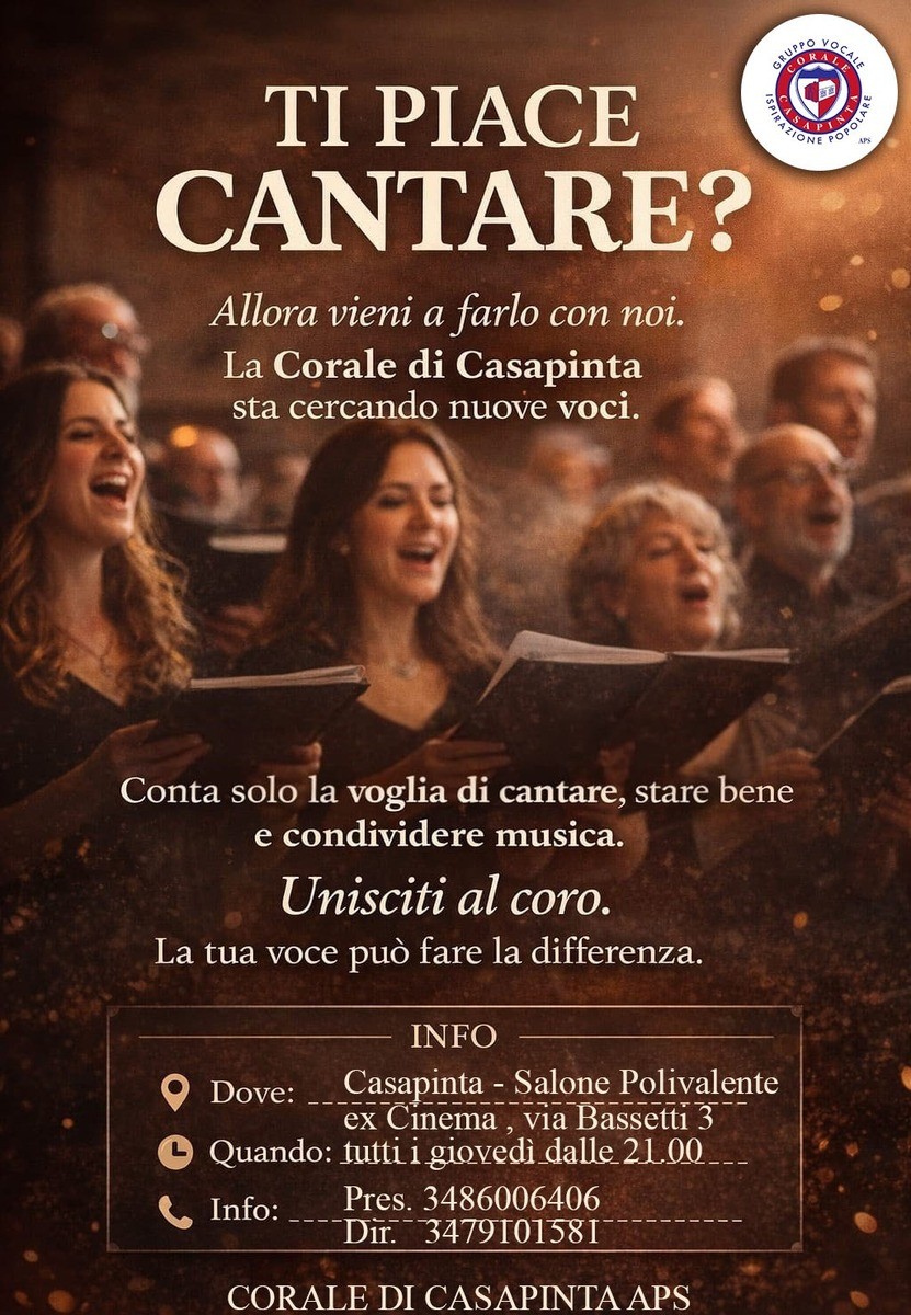 La Corale di Casapinta cerca nuove voci, unisciti al coro