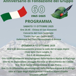 A Benna il 60° anniversario del Gruppo degli Alpini