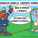 È emergenza idrica in Piemonte, anche a Biella l’appello è uno solo: non sprecate l’acqua (vignetta di Giovanni Cavallo) È emergenza idrica in Piemonte, anche a Biella l’appello è uno solo: non sprecate l’acqua (vignetta di Giovanni Cavallo)