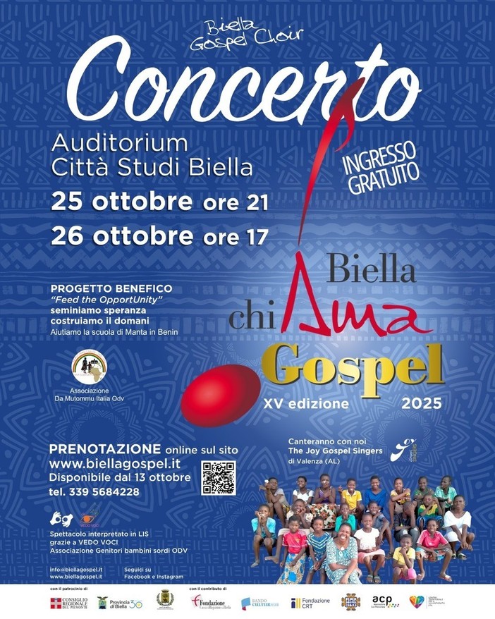 Appuntamento nel fine settimana con Biella chiAma Gospel 2025 Appuntamento nel fine settimana con Biella chiAma Gospel 2025