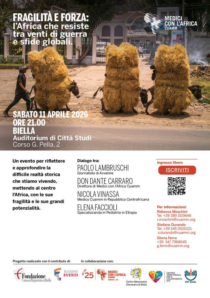 CUAMM | A Biella: "Fragilità e forza: l'Africa che resiste tra venti di guerra e sfide globali"