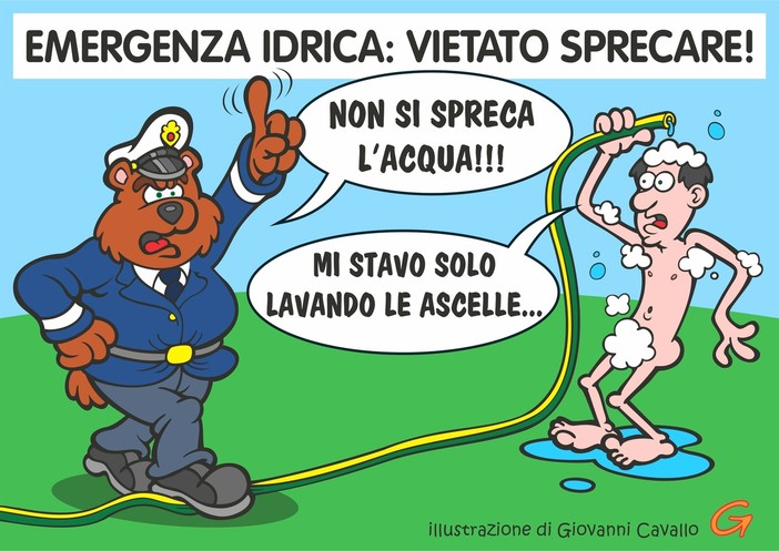 È emergenza idrica in Piemonte, anche a Biella l’appello è uno solo: non sprecate l’acqua (vignetta di Giovanni Cavallo) È emergenza idrica in Piemonte, anche a Biella l’appello è uno solo: non sprecate l’acqua (vignetta di Giovanni Cavallo)