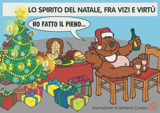 Natale, istruzioni per l’uso: abbondanza, digestivo e si riparte! - Illustrazione di Giovanni Cavallo