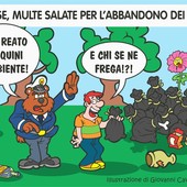 Abbandonare i rifiuti conviene? Nel Biellese costa caro - Illustrazione di Giovanni Cavallo Abbandonare i rifiuti conviene? Nel Biellese costa caro - Illustrazione di Giovanni Cavallo