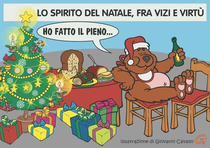 Natale, istruzioni per l’uso: abbondanza, digestivo e si riparte! - Illustrazione di Giovanni Cavallo
