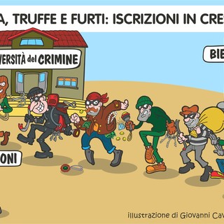 Biella, all’Università del crimine gli esami si fanno sul campo - Illustrazione di Giovanni Cavallo