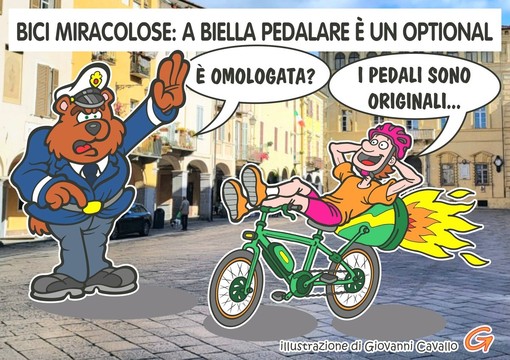 A Biella biciclette da record: il doping è nel motore - Illustrazione di Giovanni Cavallo