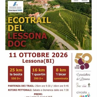 Ecotrail del Lessona DOC, già quasi 200 iscritti per la prima edizione, domenica si corre