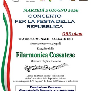 Cossato, Concerto per la Festa della Repubblica e proiezione della cerimonia di Roma