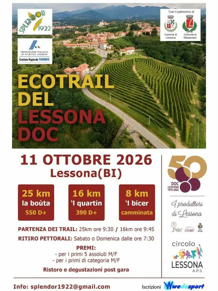 Ecotrail del Lessona DOC, già quasi 200 iscritti per la prima edizione, domenica si corre Ecotrail del Lessona DOC, già quasi 200 iscritti per la prima edizione, domenica si corre